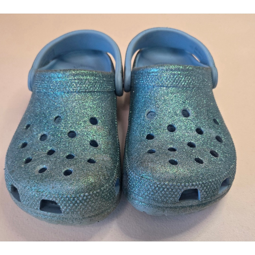 Crocs Classic Clog Glitter Blue Teal Iridescent M4 W6 Men's 4 Women's 6 Shoes